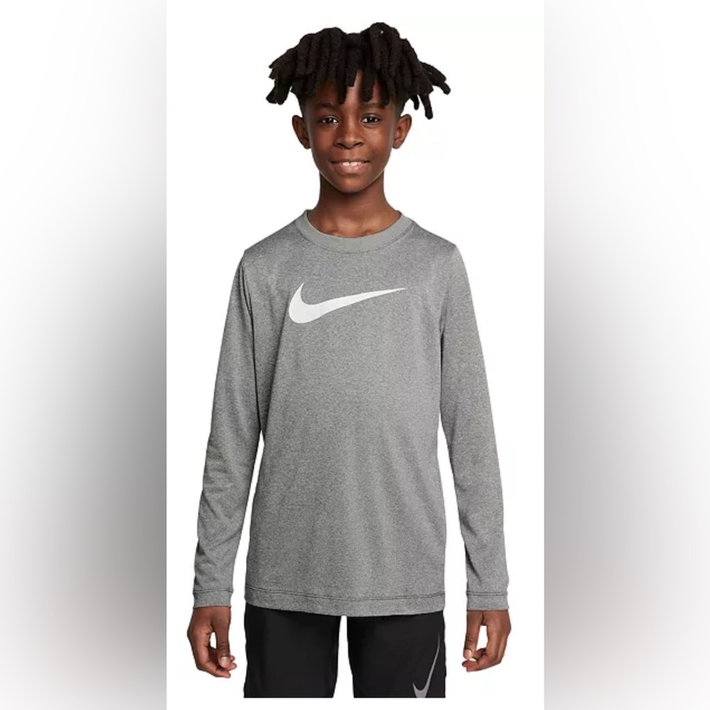 Nike Dri-FIT Boys XL Gray Long Sleeve Training Shirt – Athletic